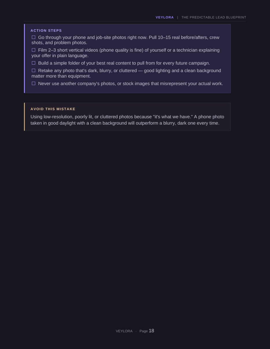 Blueprint page — Creative Playbook (Dark Edition)